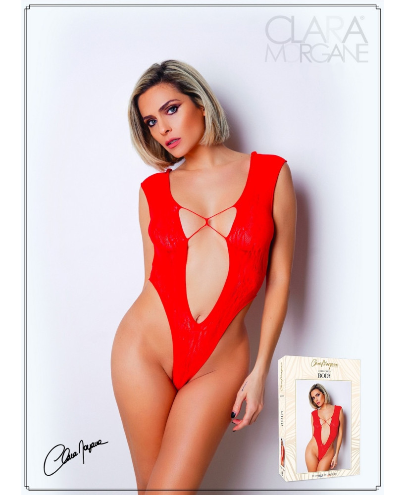 Body Rouge avec décolleté plongeant - Le Numéro 2 - Collection Body 